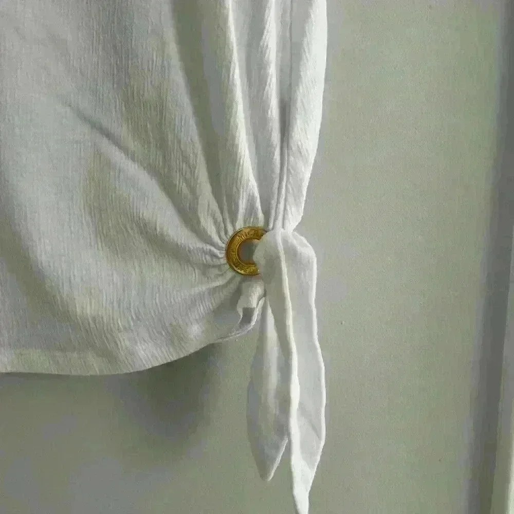 Michael Kors white top with tie - Picture 2 of 5